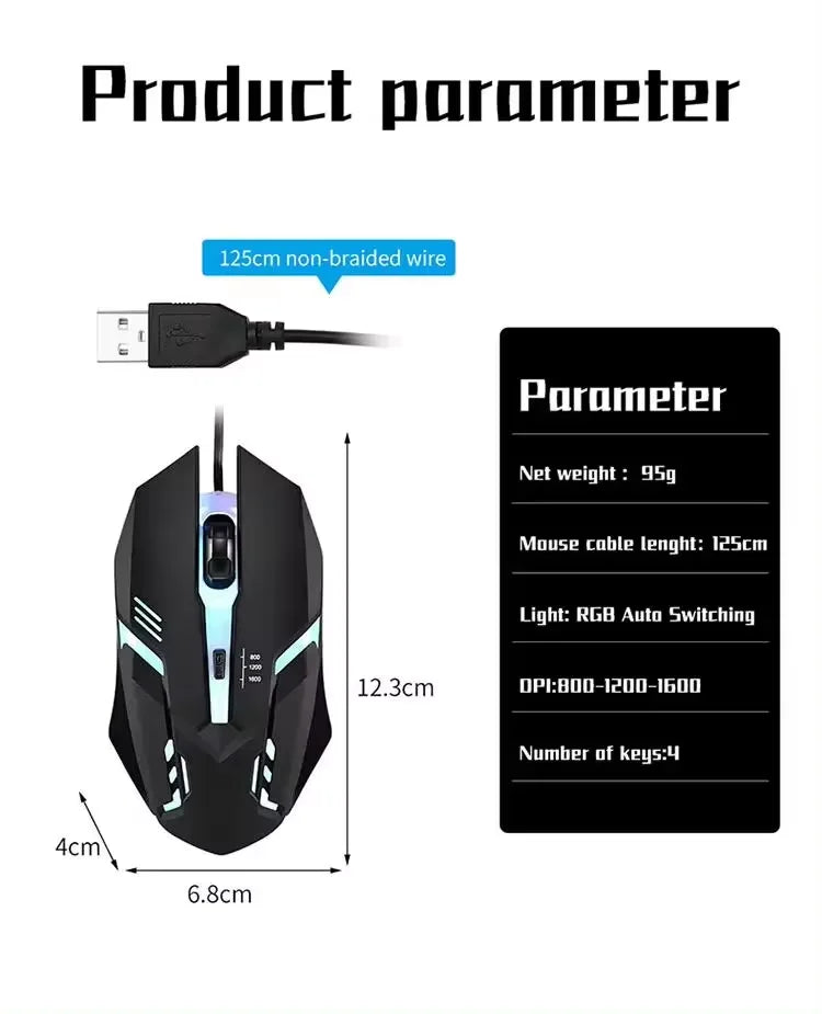 ITLY M01-Souris de jeu filaire USB rétro-4.2 LED, 1 pièce, accessoire pour ordinateur de bureau, PC portable