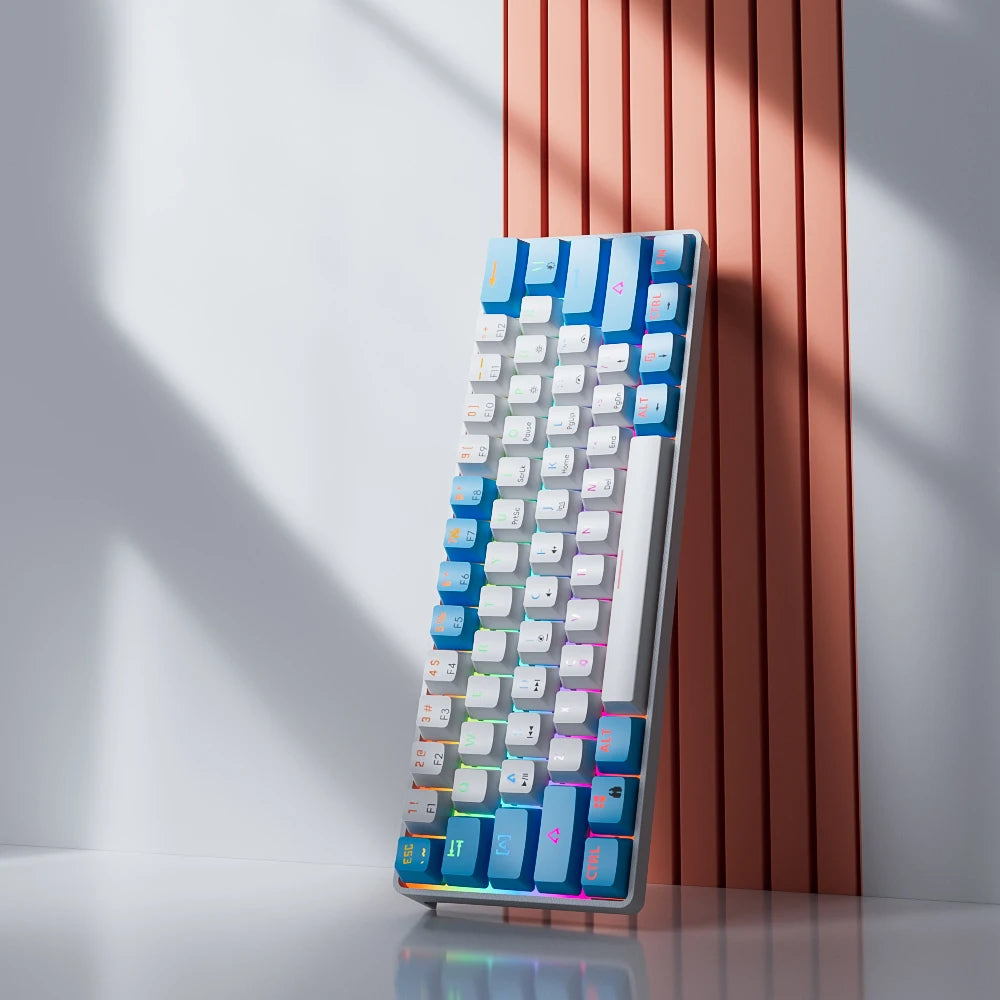 MUCAI clavier mécanique 61 touches mini portable filaire effet de lumière fraîche axe rouge échangeable à chaud e-sports jeu clavier de bureau