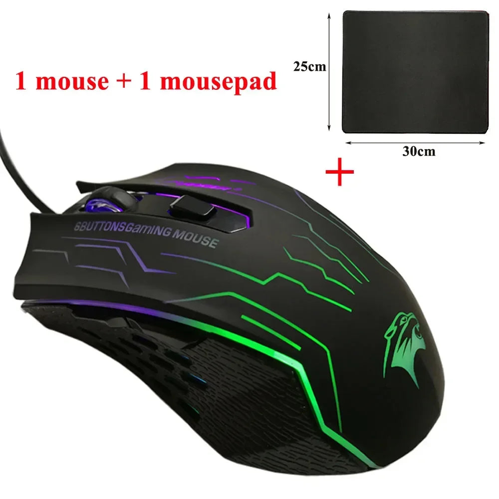 FORKA silencieux clic USB filaire souris de jeu 6 boutons 3200DPI muet optique souris d'ordinateur Gamer souris pour PC portable ordinateur portable jeu