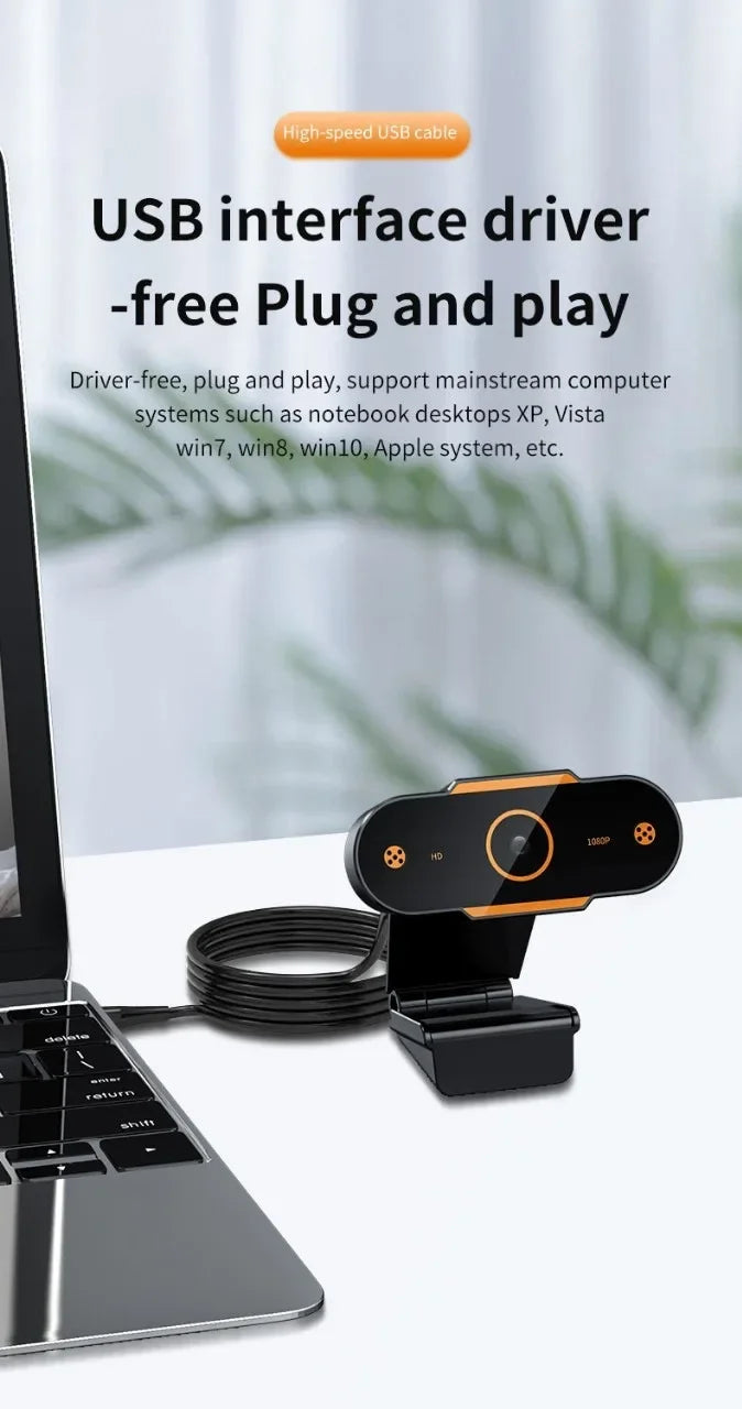 Caméra Webcam HD 1080P, mise au point automatique, CMOS, USB, pour ordinateur, PC, avec micro, pour les appels vidéo, enseignement en réseau, réunion au bureau
