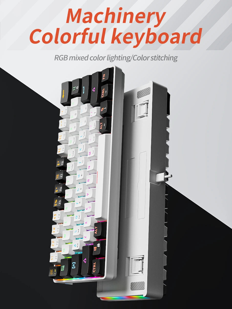 MUCAI clavier mécanique 61 touches mini portable filaire effet de lumière fraîche axe rouge échangeable à chaud e-sports jeu clavier de bureau