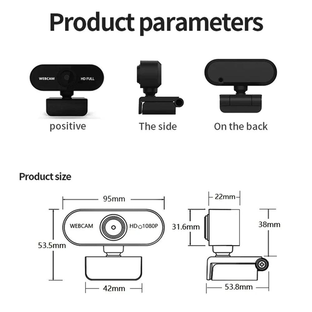 Webcam HD 2K 1080P 720P 480P pour ordinateur portable de bureau, Mini caméra Web USB avec Microphones, couverture pour YouTube Skype