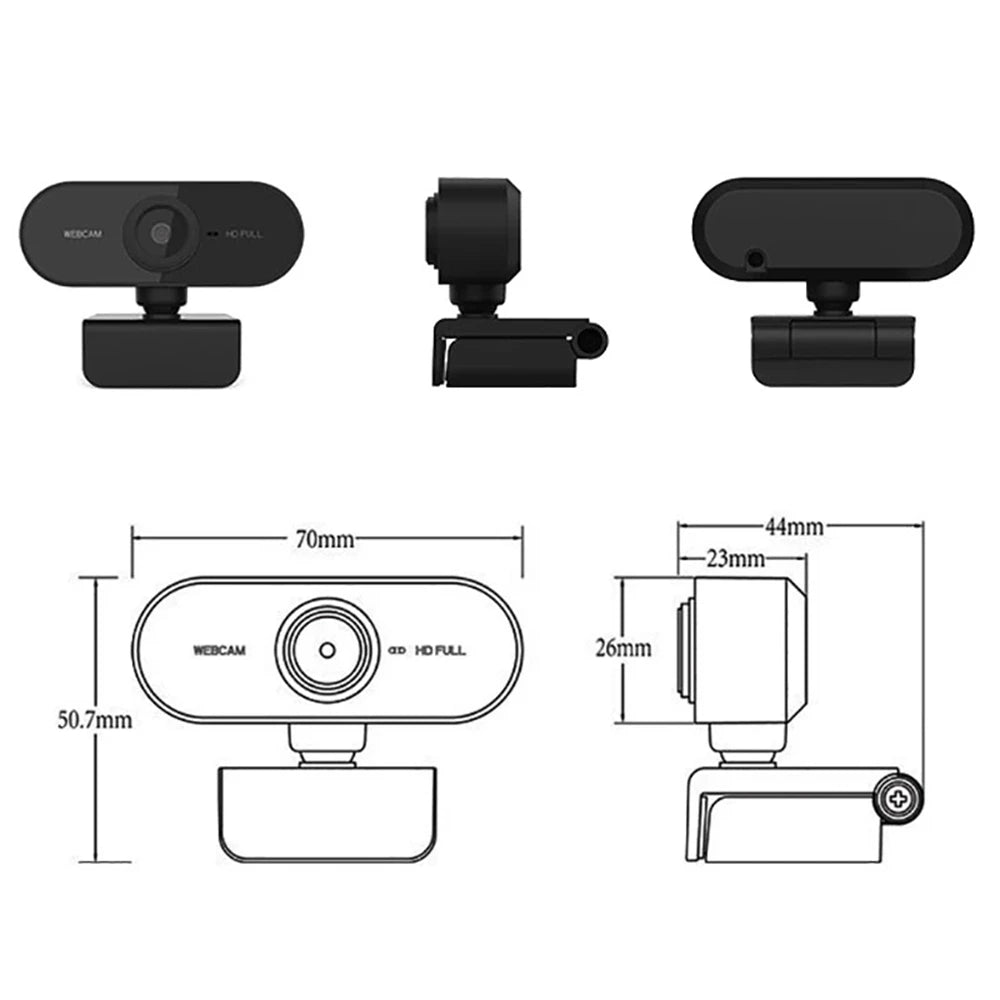 Webcam HD 2K 1080P 720P 480P pour ordinateur portable de bureau, Mini caméra Web USB avec Microphones, couverture pour YouTube Skype