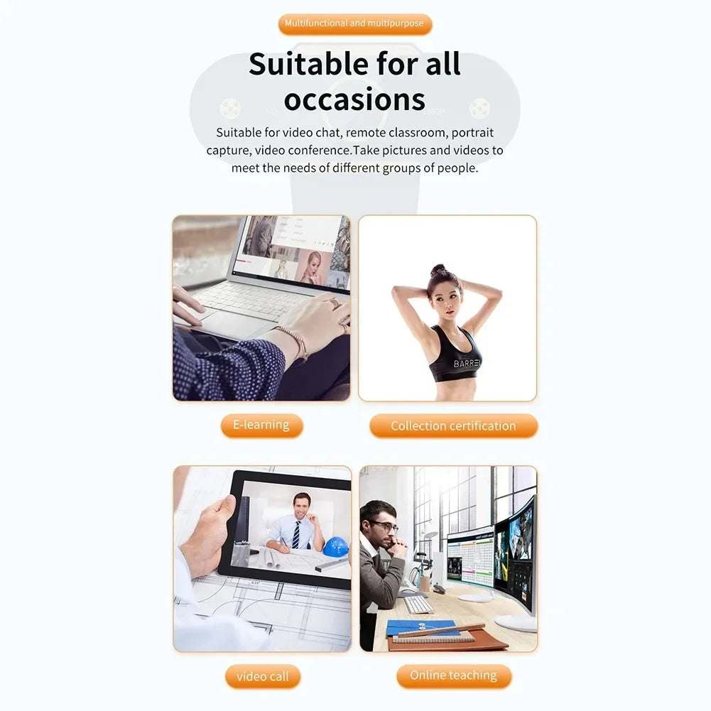 Caméra Webcam HD 1080P, mise au point automatique, CMOS, USB, pour ordinateur, PC, avec micro, pour les appels vidéo, enseignement en réseau, réunion au bureau