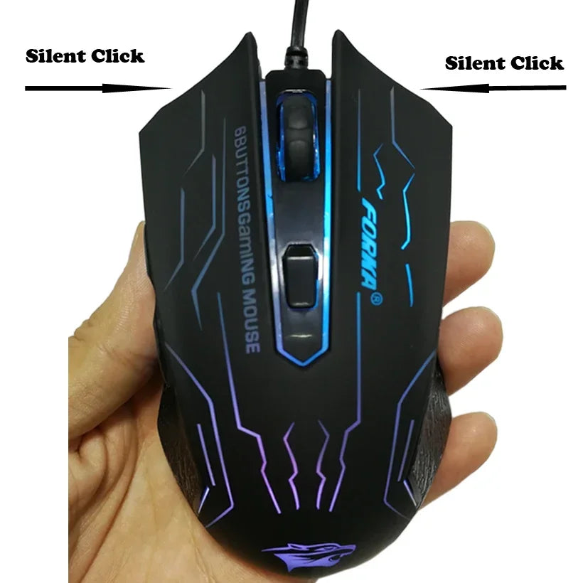 FORKA silencieux clic USB filaire souris de jeu 6 boutons 3200DPI muet optique souris d'ordinateur Gamer souris pour PC portable ordinateur portable jeu