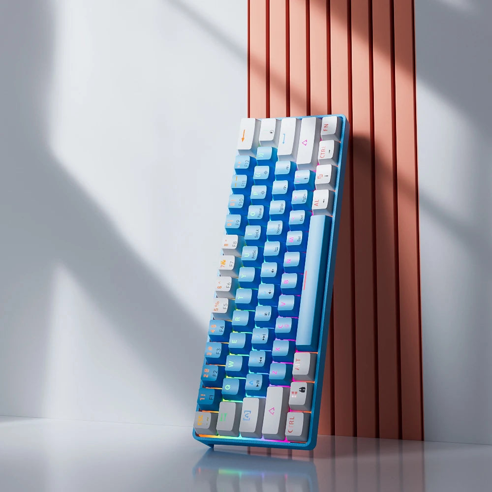 MUCAI clavier mécanique 61 touches mini portable filaire effet de lumière fraîche axe rouge échangeable à chaud e-sports jeu clavier de bureau